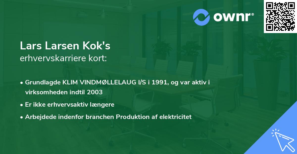 Lars Larsen Kok's erhvervskarriere kort