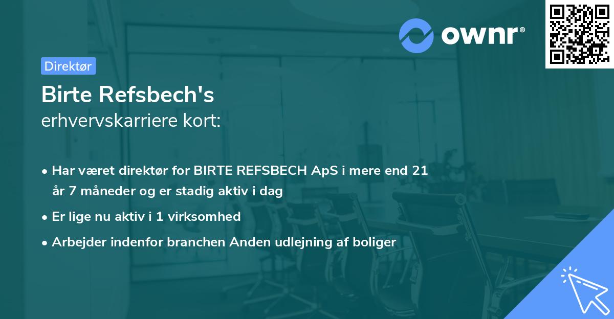 Birte Refsbech's erhvervskarriere kort