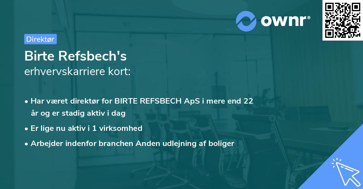 Birte Refsbech's erhvervskarriere kort