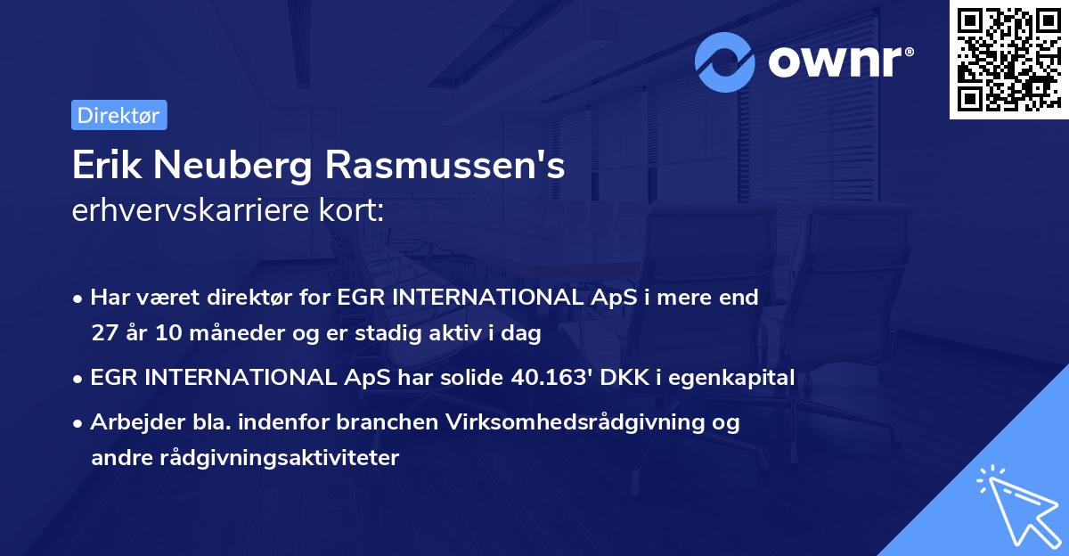 Erik Neuberg Rasmussen's erhvervskarriere kort