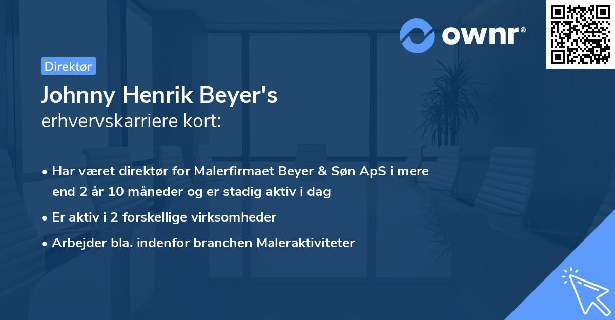 Johnny Henrik Beyer's erhvervskarriere kort
