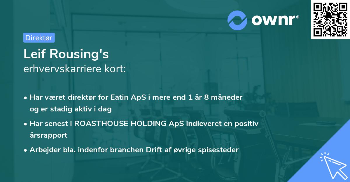 Leif Rousing's erhvervskarriere kort