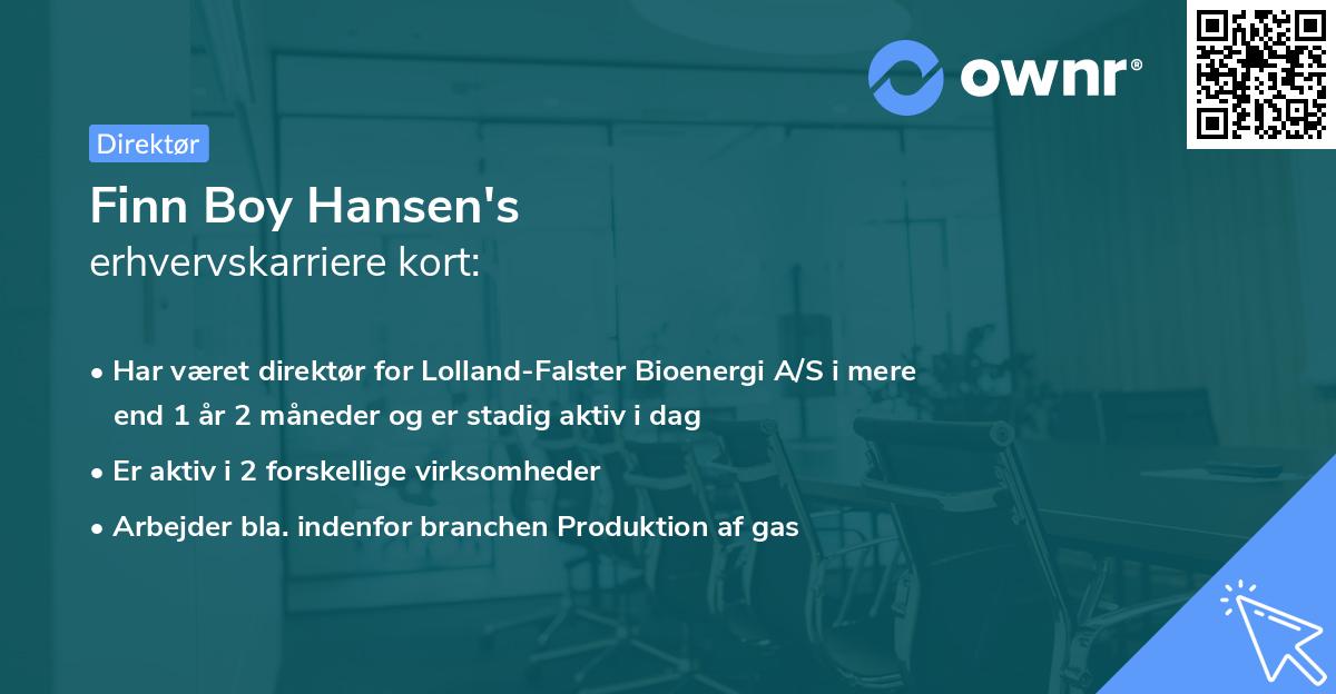 Finn Boy Hansen's erhvervskarriere kort