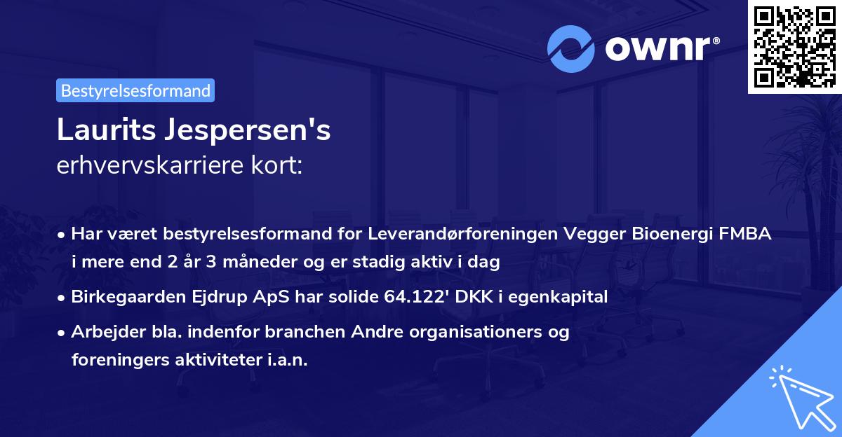 Laurits Jespersen's erhvervskarriere kort