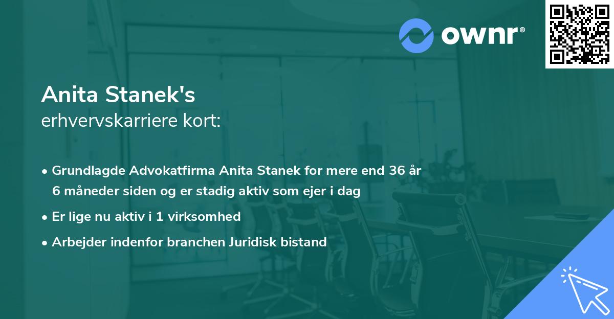 Anita Stanek's erhvervskarriere kort