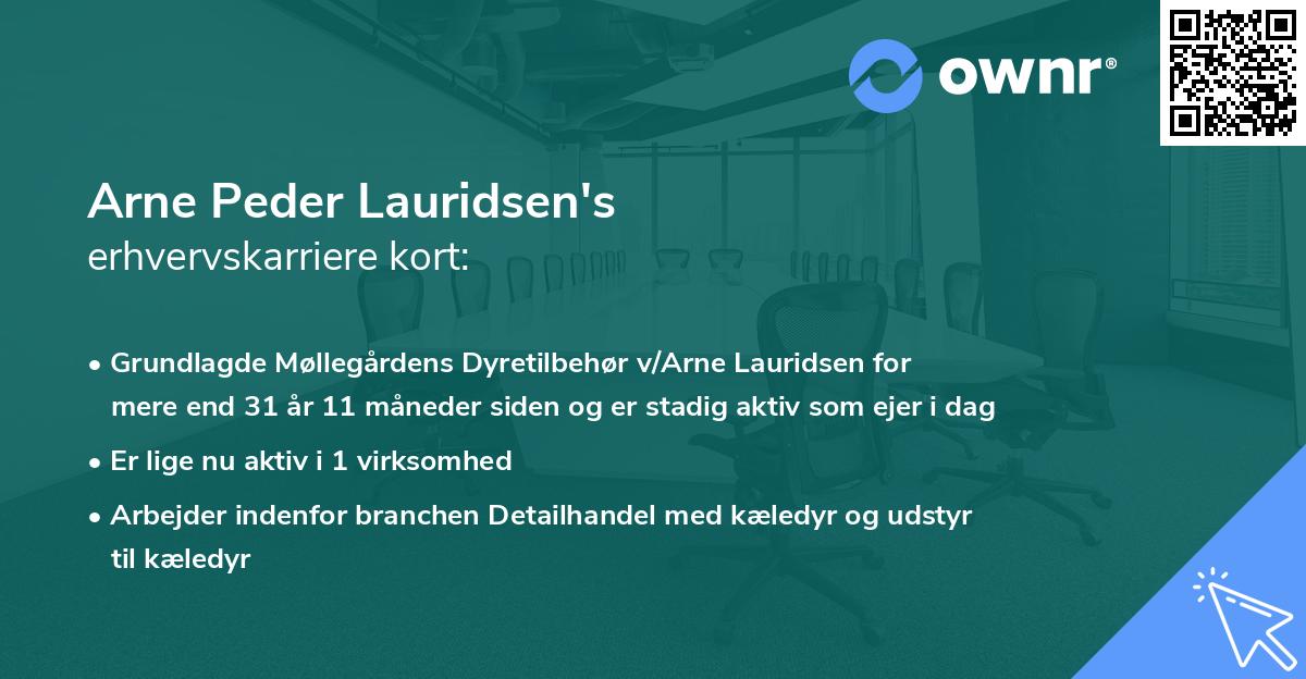 Arne Peder Lauridsen's erhvervskarriere kort