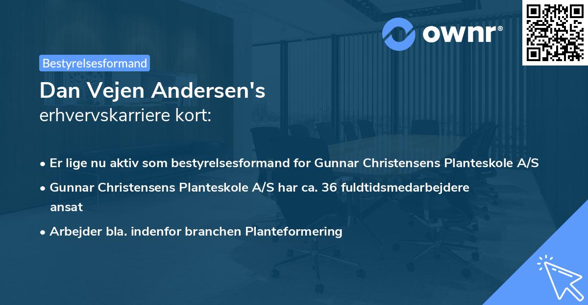 Dan Vejen Andersen's erhvervskarriere kort