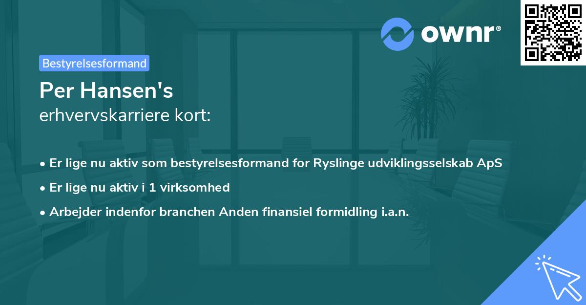 Per Hansen's erhvervskarriere kort