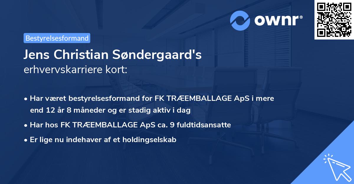 Jens Christian Søndergaard's erhvervskarriere kort