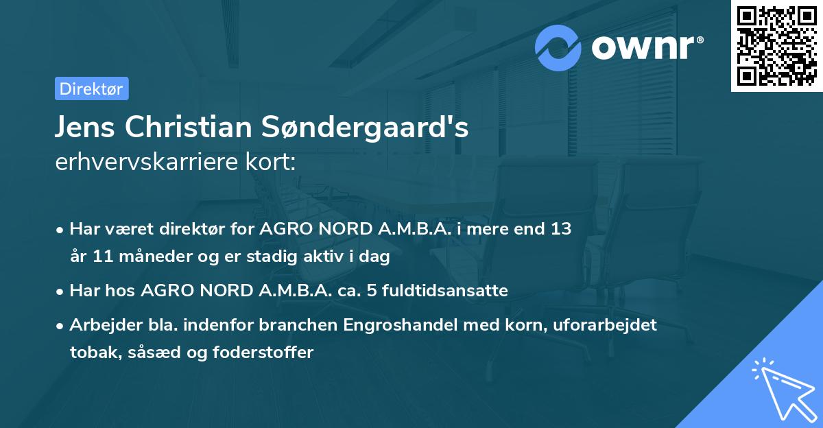 Jens Christian Søndergaard's erhvervskarriere kort
