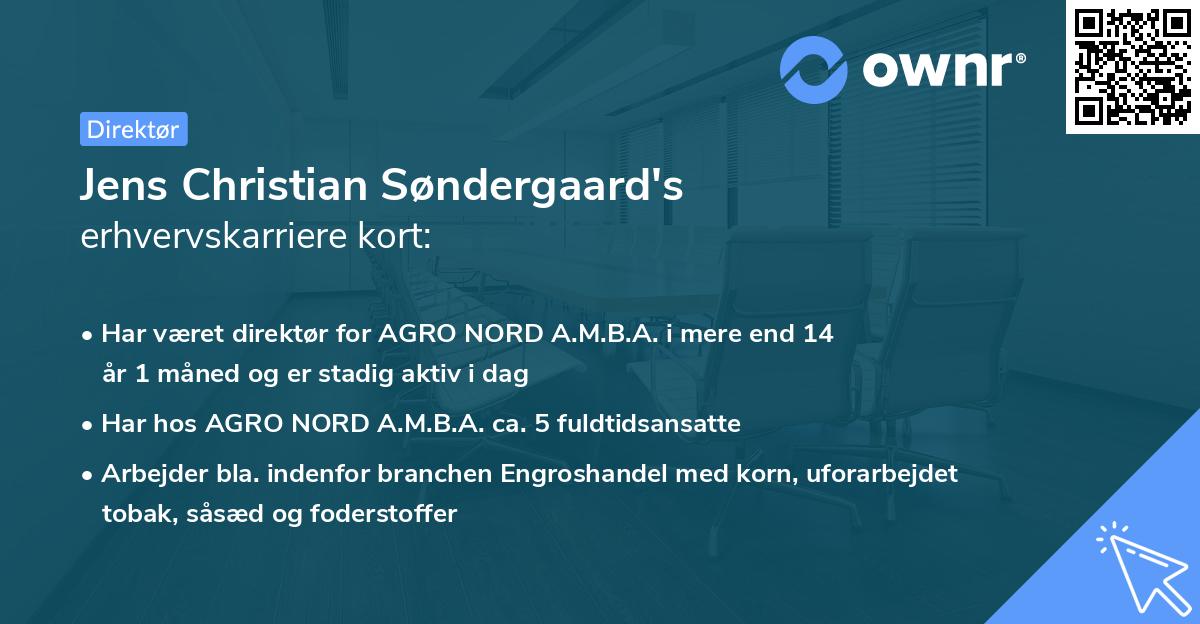 Jens Christian Søndergaard's erhvervskarriere kort