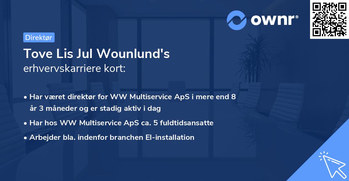 Tove Lis Jul Wounlund's erhvervskarriere kort