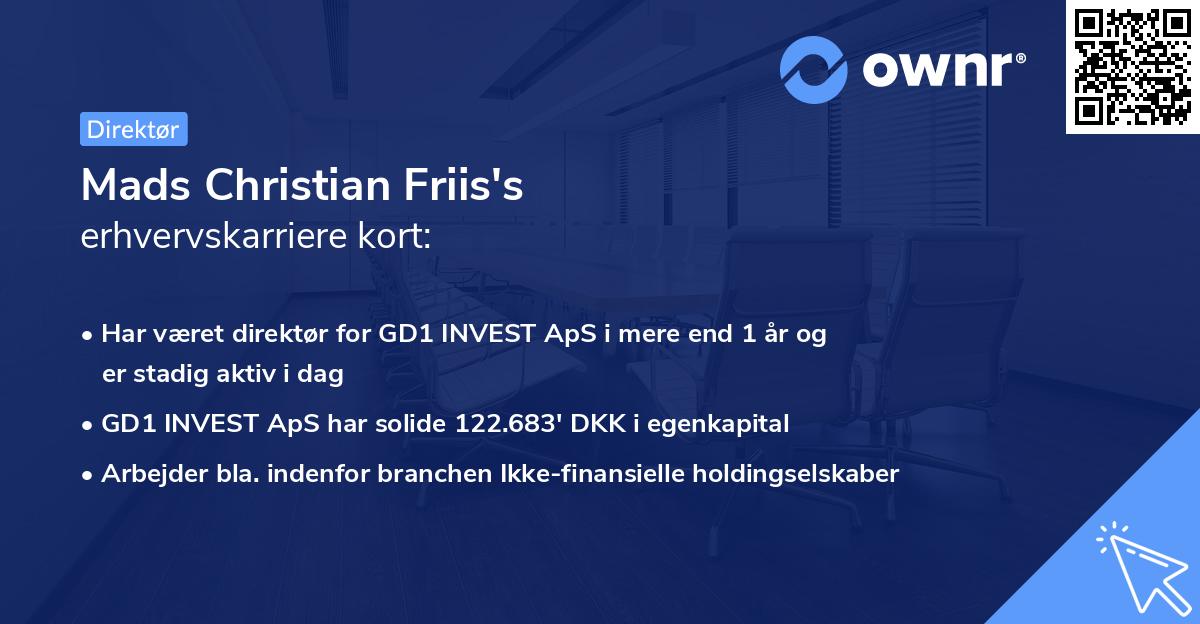 Mads Christian Friis's erhvervskarriere kort