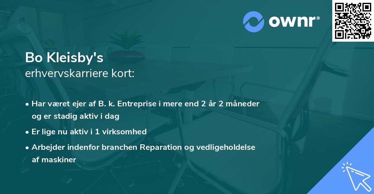 Bo Kleisby's erhvervskarriere kort