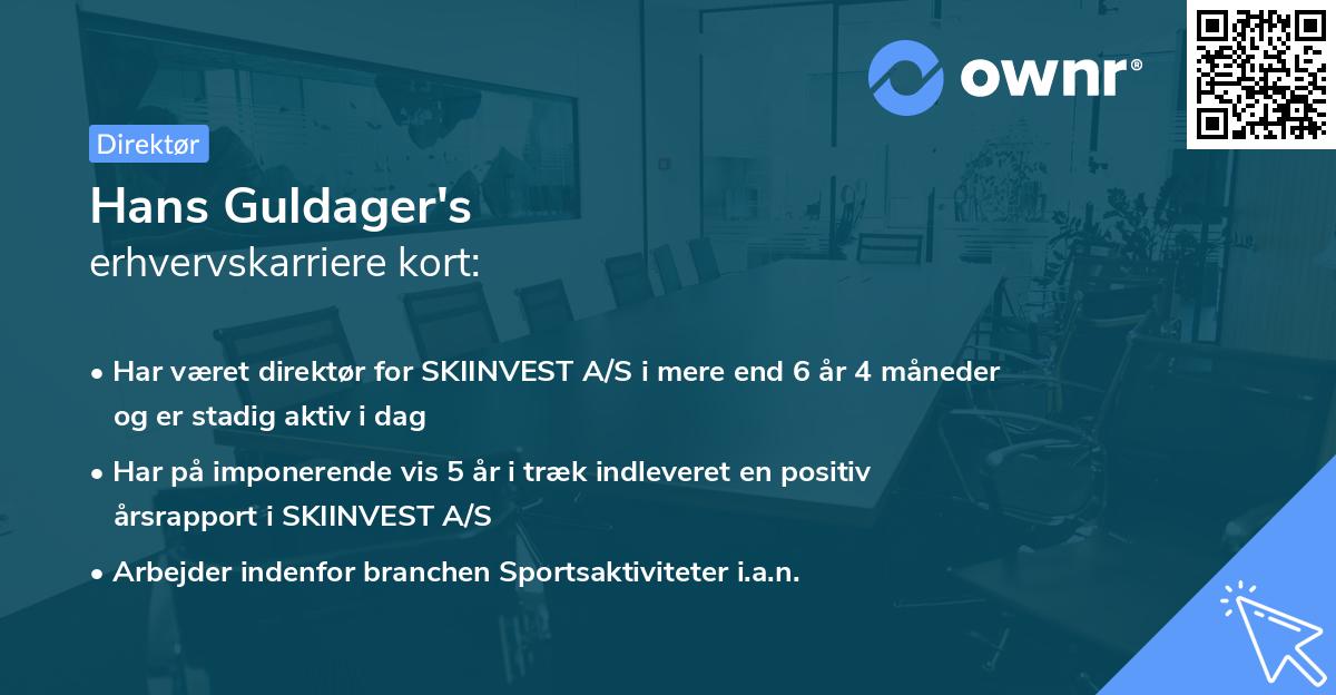 Hans Guldager's erhvervskarriere kort