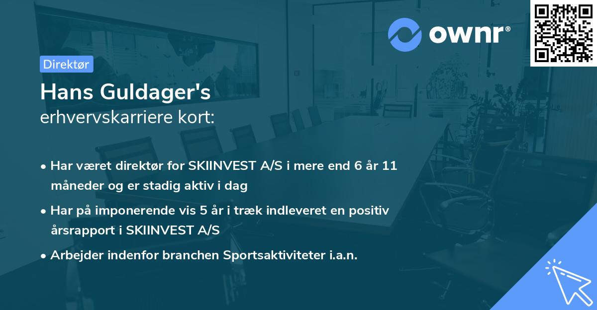 Hans Guldager's erhvervskarriere kort