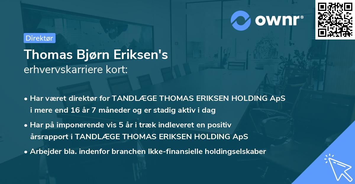 Thomas Bjørn Eriksen's erhvervskarriere kort