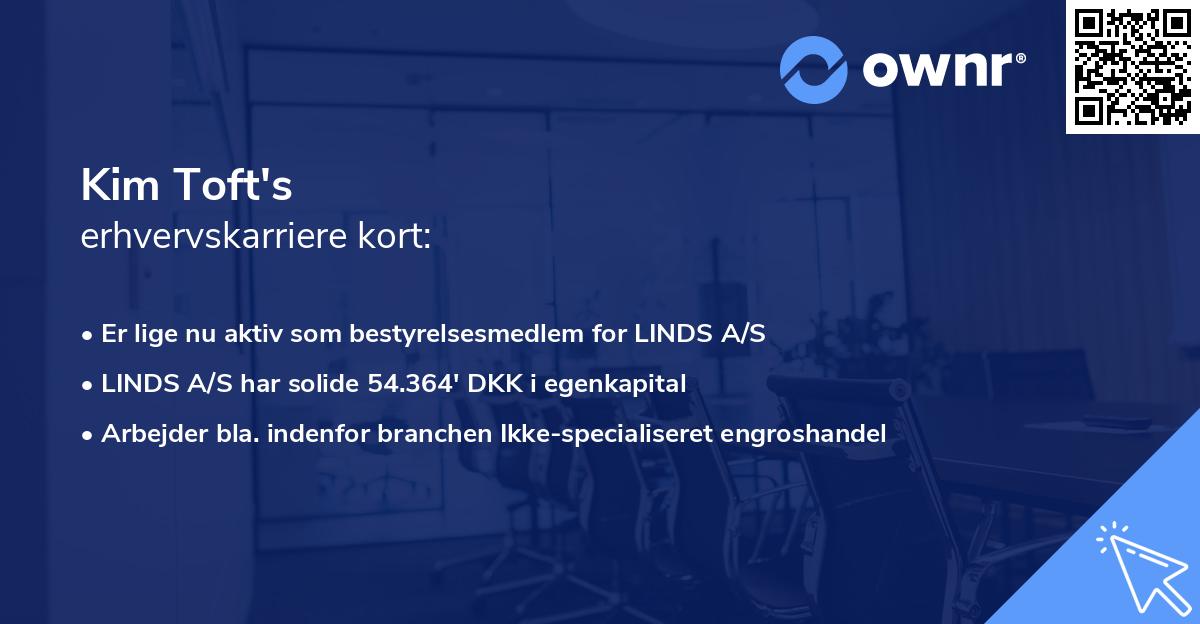 Kim Toft's erhvervskarriere kort