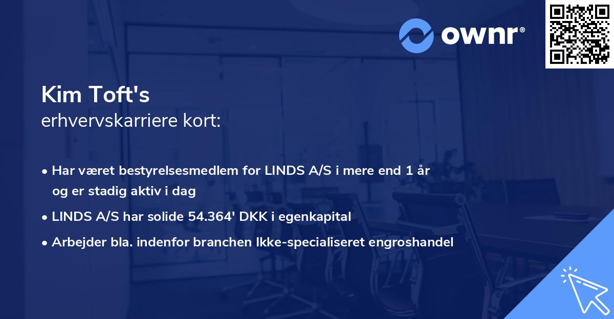 Kim Toft's erhvervskarriere kort