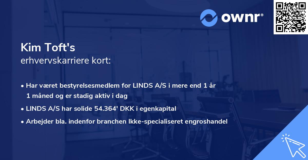Kim Toft's erhvervskarriere kort
