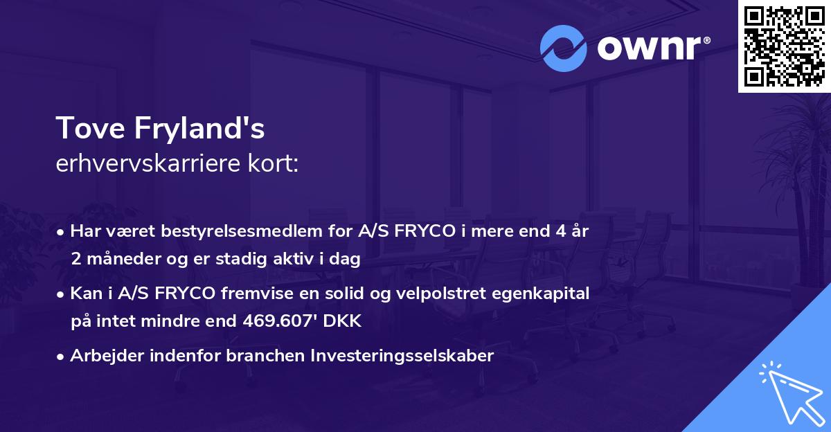 Tove Fryland's erhvervskarriere kort