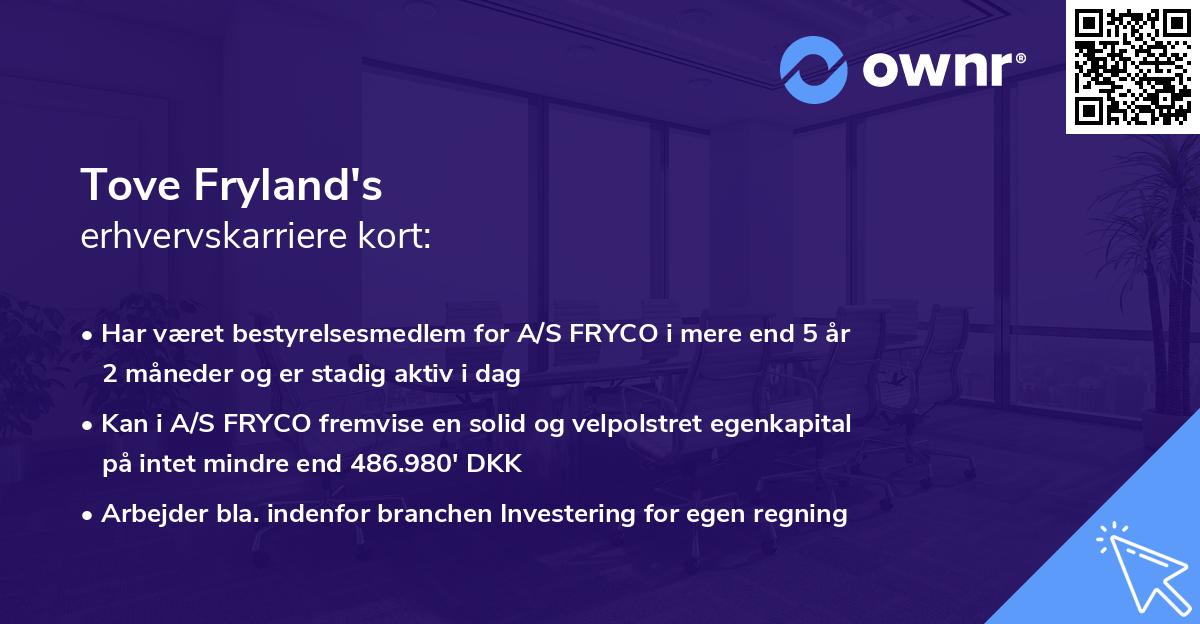 Tove Fryland's erhvervskarriere kort
