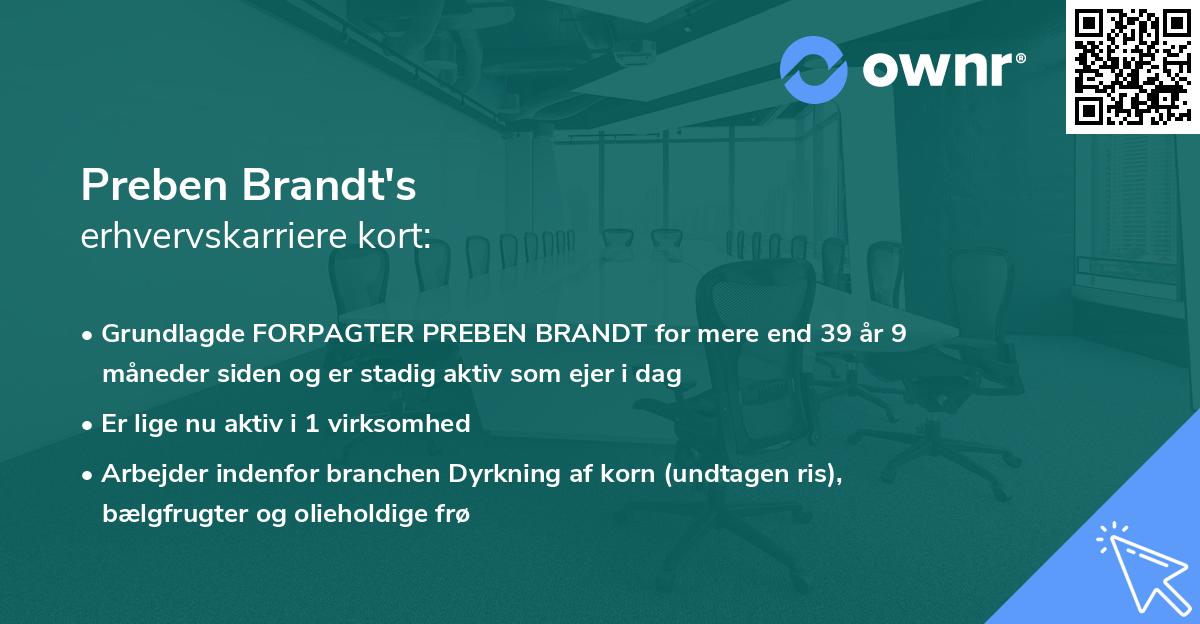 Preben Brandt's erhvervskarriere kort