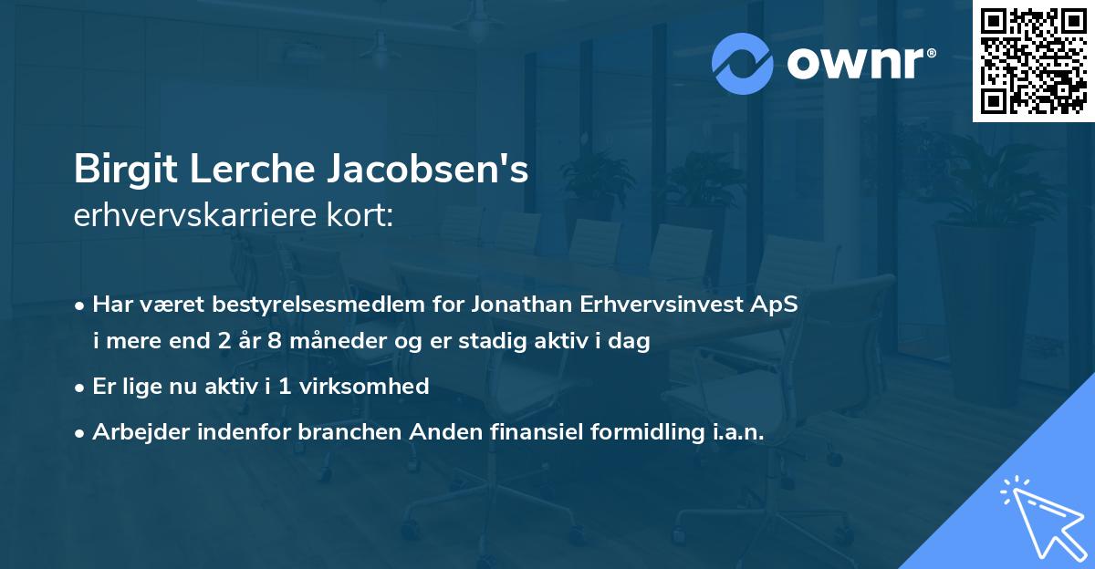Birgit Lerche Jacobsen's erhvervskarriere kort
