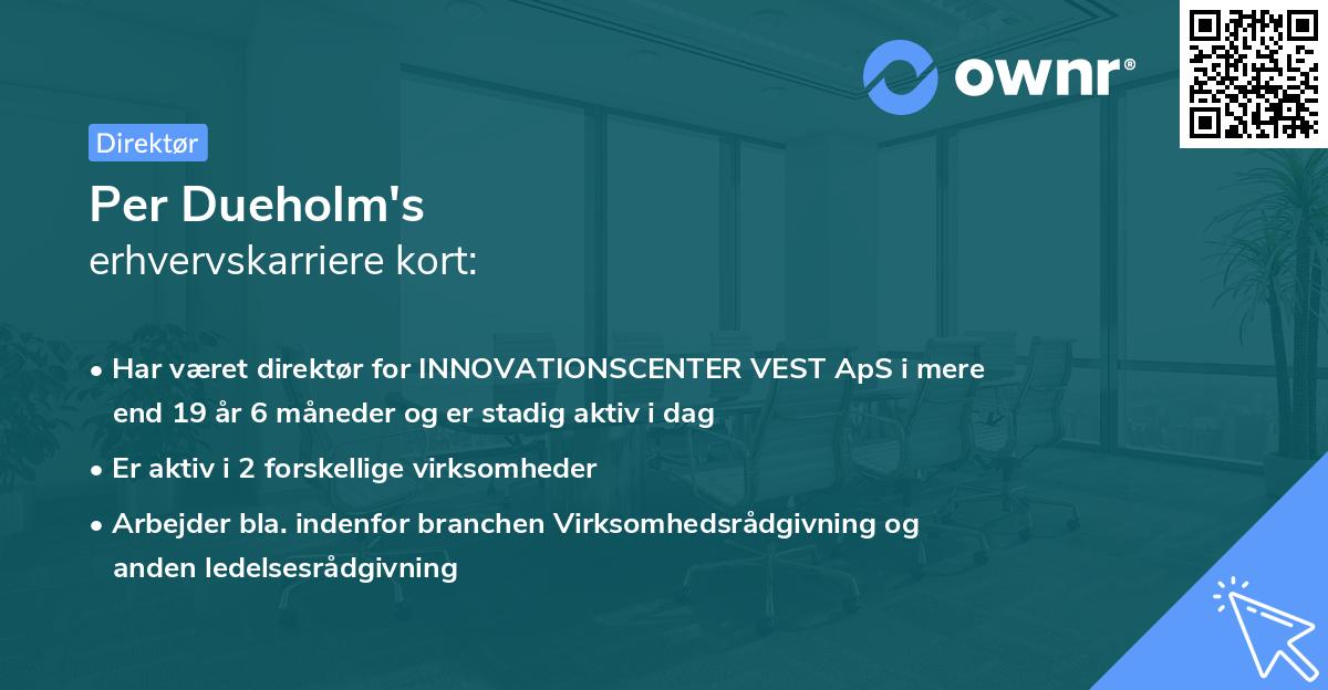 Per Dueholm's erhvervskarriere kort