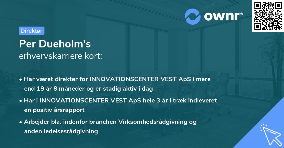 Per Dueholm's erhvervskarriere kort