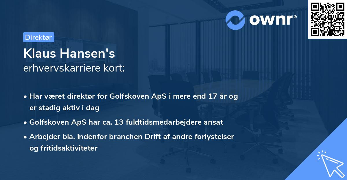 Klaus Hansen's erhvervskarriere kort