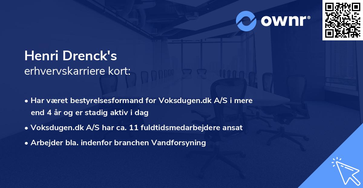 Henri Drenck's erhvervskarriere kort