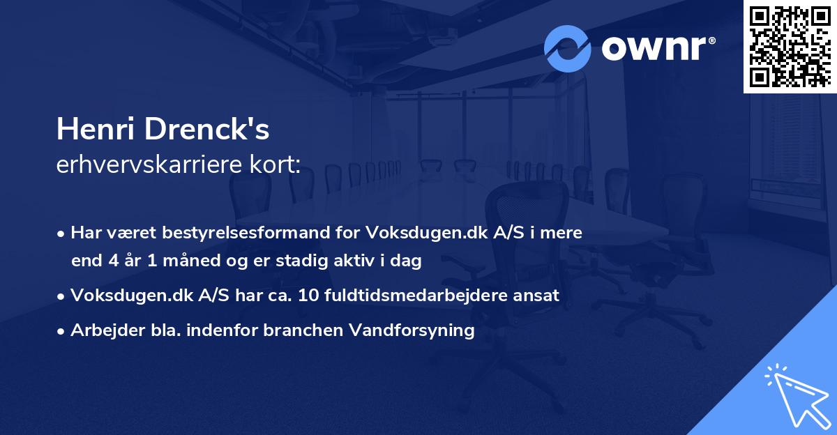 Henri Drenck's erhvervskarriere kort