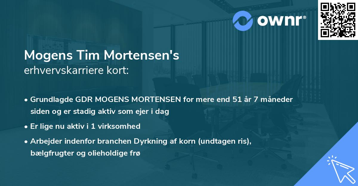 Mogens Tim Mortensen's erhvervskarriere kort