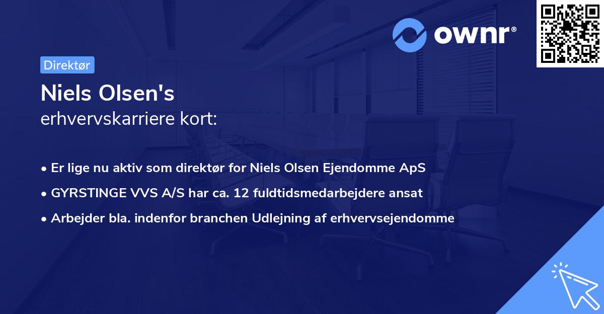 Niels Olsen's erhvervskarriere kort