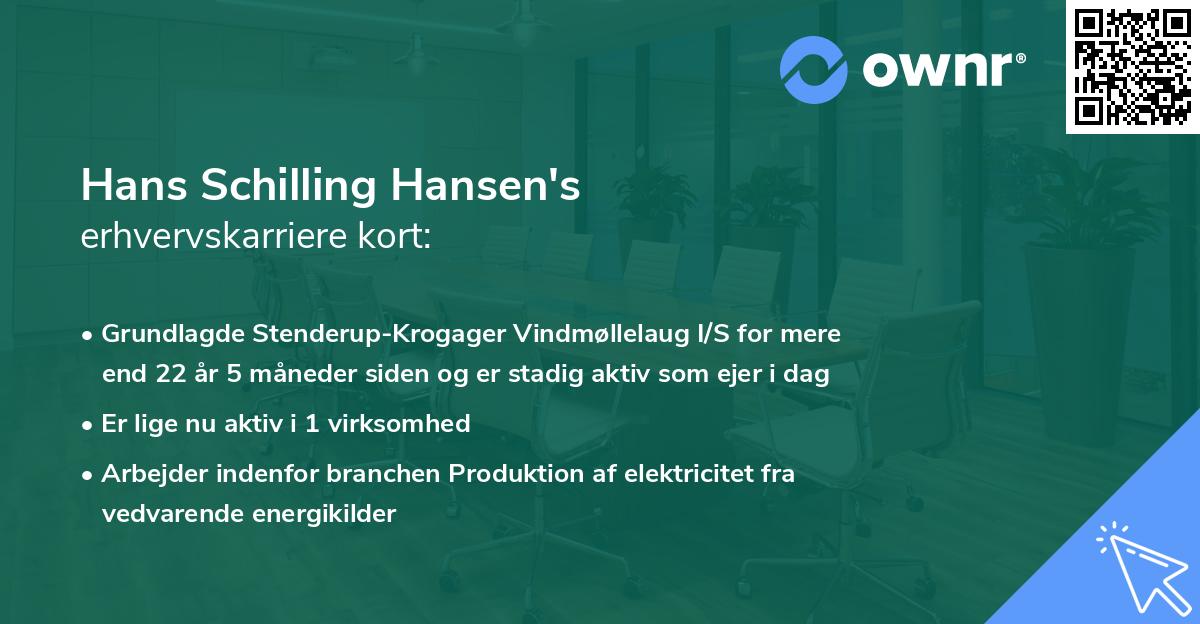 Hans Schilling Hansen's erhvervskarriere kort