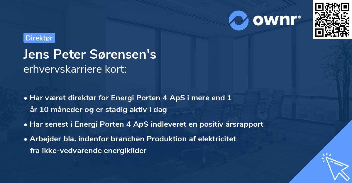 Jens Peter Sørensen's erhvervskarriere kort
