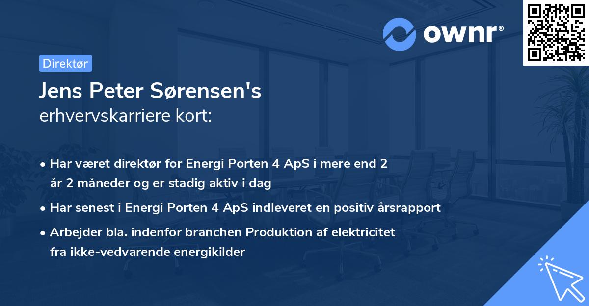 Jens Peter Sørensen's erhvervskarriere kort