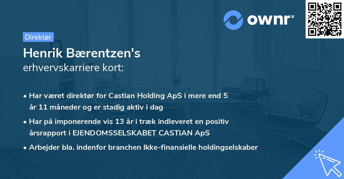 Henrik Bærentzen's erhvervskarriere kort
