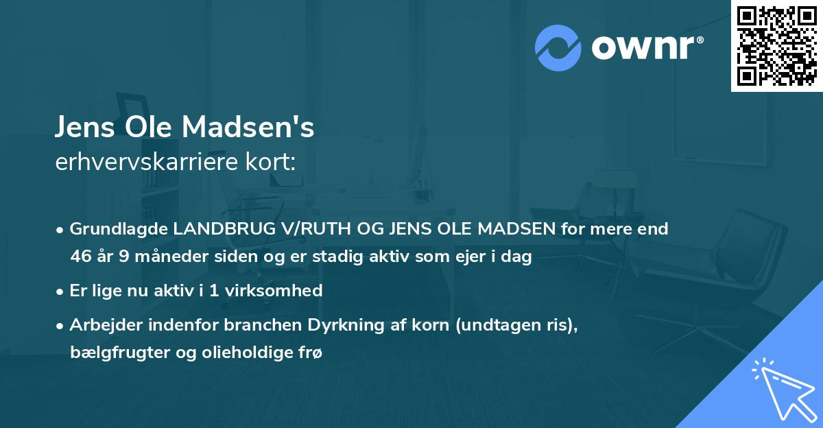 Jens Ole Madsen's erhvervskarriere kort