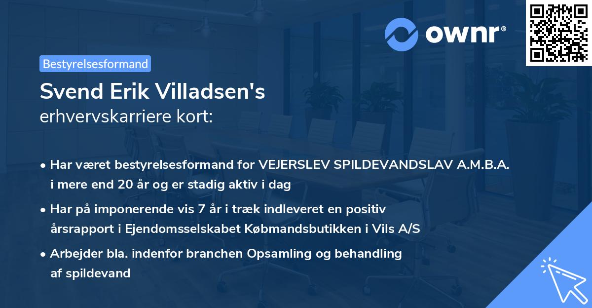 Svend Erik Villadsen's erhvervskarriere kort