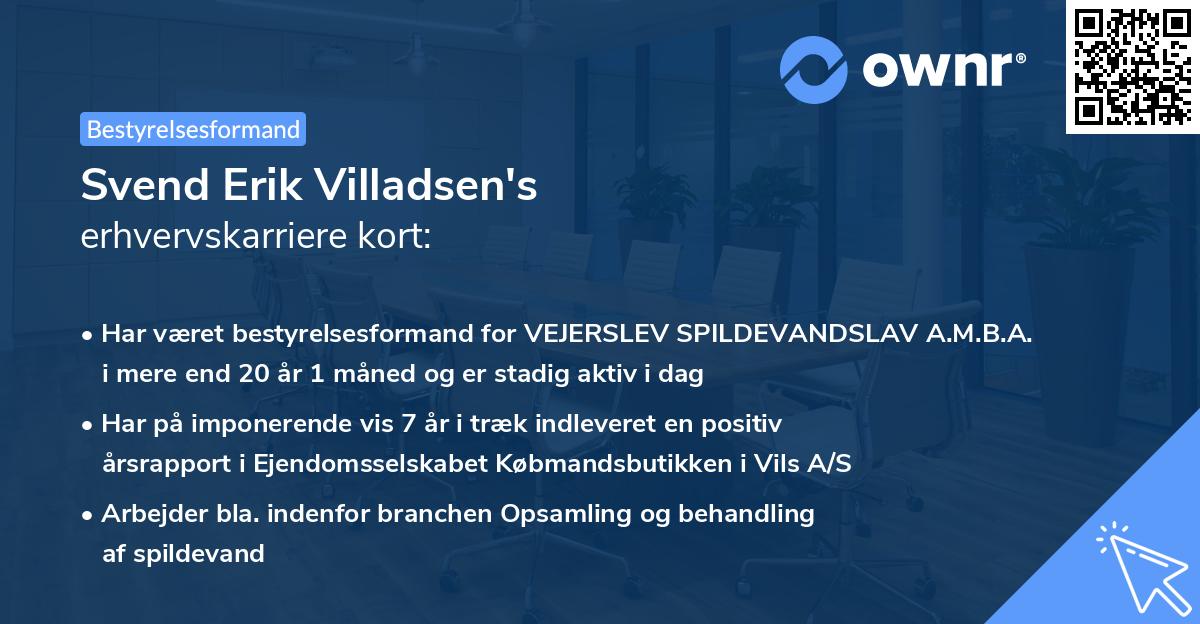 Svend Erik Villadsen's erhvervskarriere kort