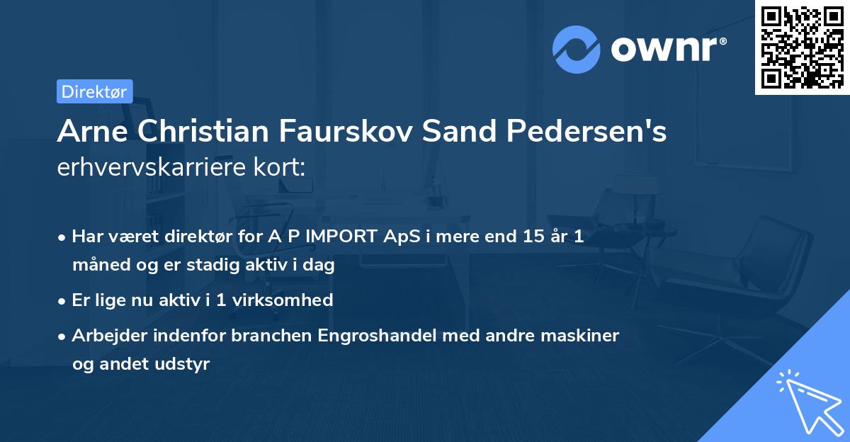 Arne Christian Faurskov Sand Pedersen's erhvervskarriere kort