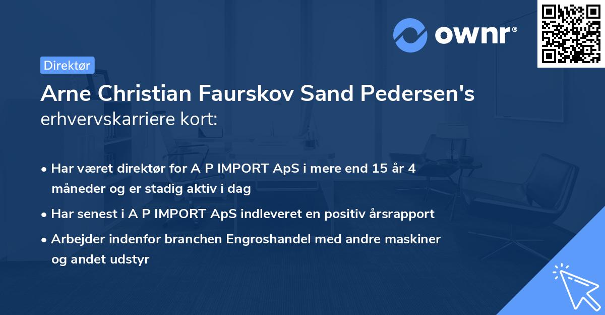 Arne Christian Faurskov Sand Pedersen's erhvervskarriere kort