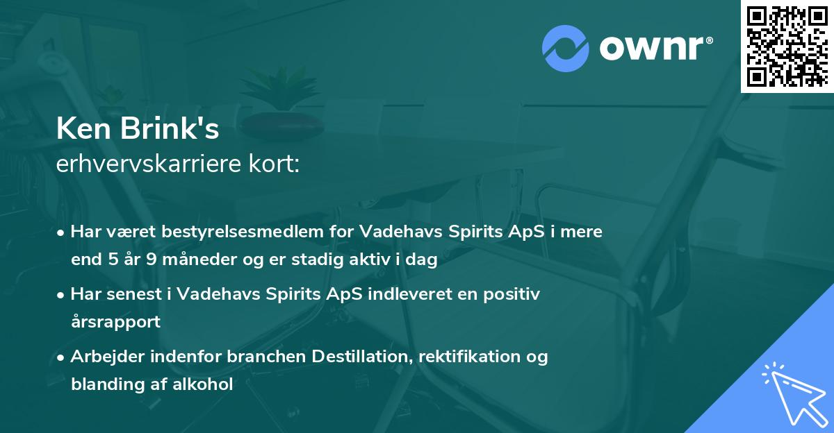 Ken Brink's erhvervskarriere kort