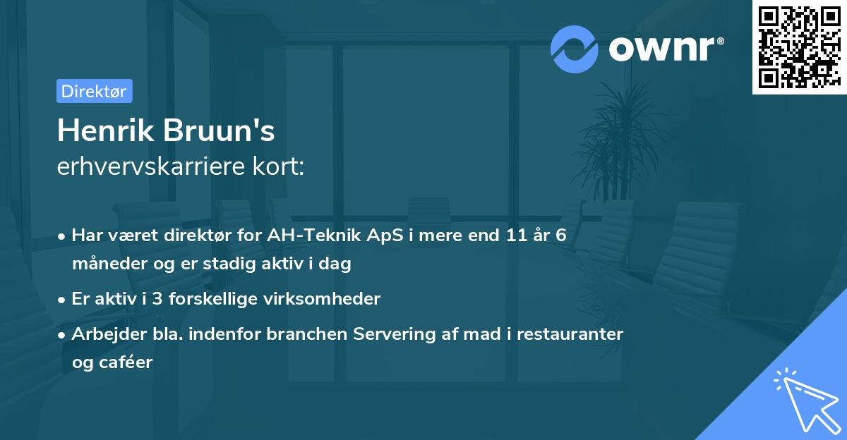 Henrik Bruun's erhvervskarriere kort