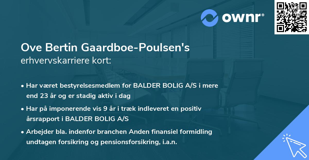 Ove Bertin Gaardboe-Poulsen's erhvervskarriere kort