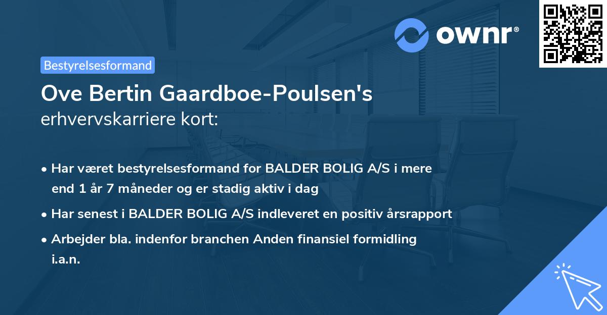 Ove Bertin Gaardboe-Poulsen's erhvervskarriere kort