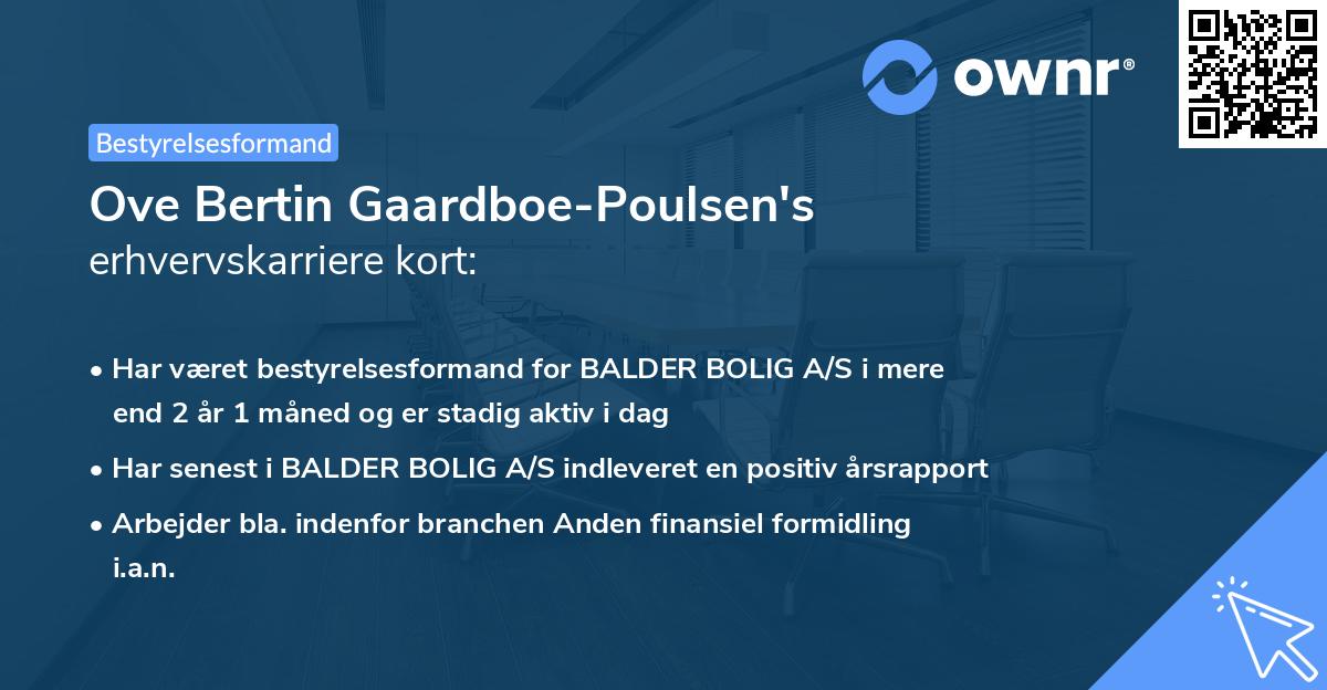 Ove Bertin Gaardboe-Poulsen's erhvervskarriere kort