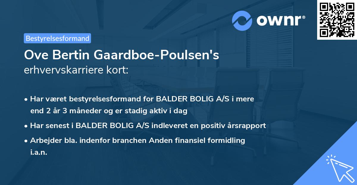 Ove Bertin Gaardboe-Poulsen's erhvervskarriere kort